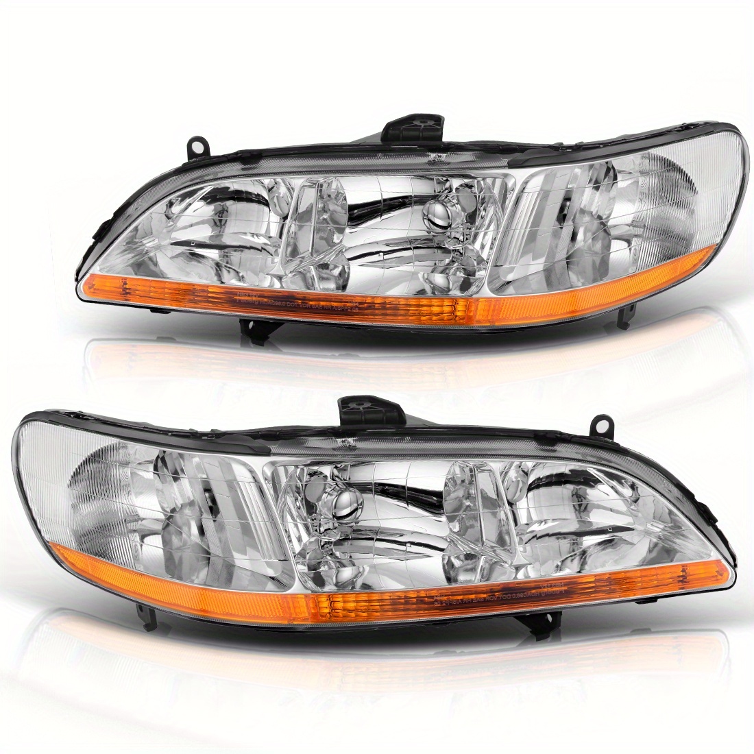 

Headlights Assembly For Accord 1998 1999 2000 2001 2002 Chrome Housing Amber Reflector Headlamps