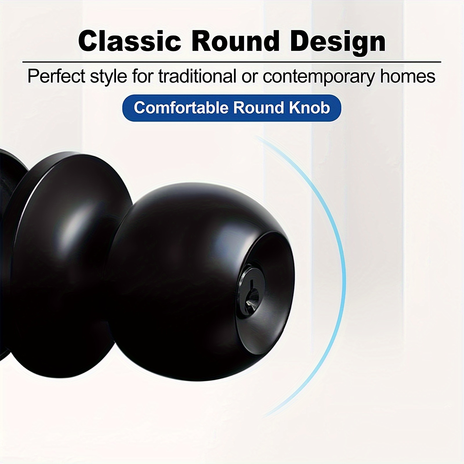 Door Knobs Lock Key Matte Black Round Ball Locks - Temu