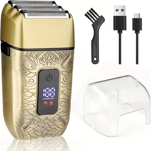 mens electric with triple blades led display cordless foil shaver usb rechargeable lithium battery with 800mah capacity for dry wet shaving