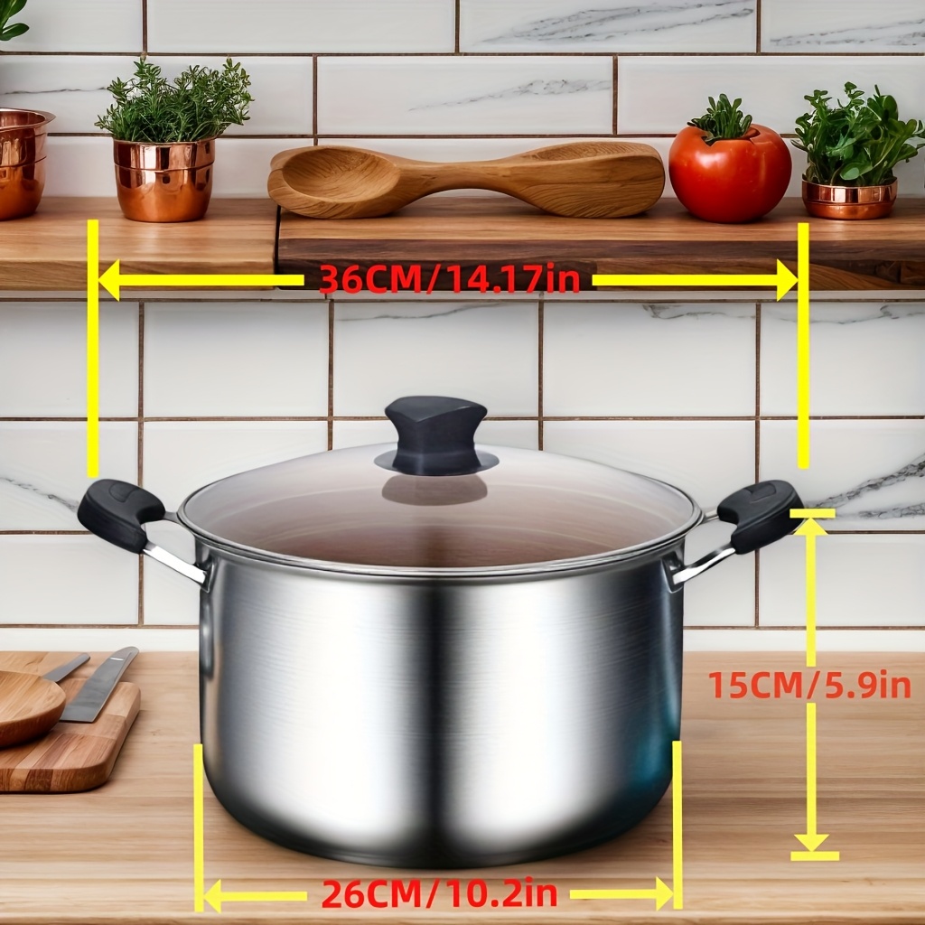 TEMU Must-have Kitchen Pot! Heavy-duty Stainless Steel Soup & Stew Cooker-family Size-works On Gas, Electric, Induction- Use