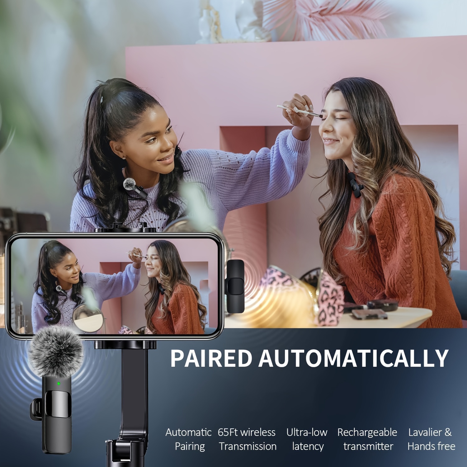 Wireless Lavalier Microphone for Smartphone, Laptop, Tablet Audio Video Recording for Live Streaming, Interviews and Vlogs, Podcasting Setup, Vlogging Equipment, Compact Design, Lightweight Mic, Sturdy Build, Highquality Mic, Recording Device, Wireless Mic, Journalists, Youtubers
