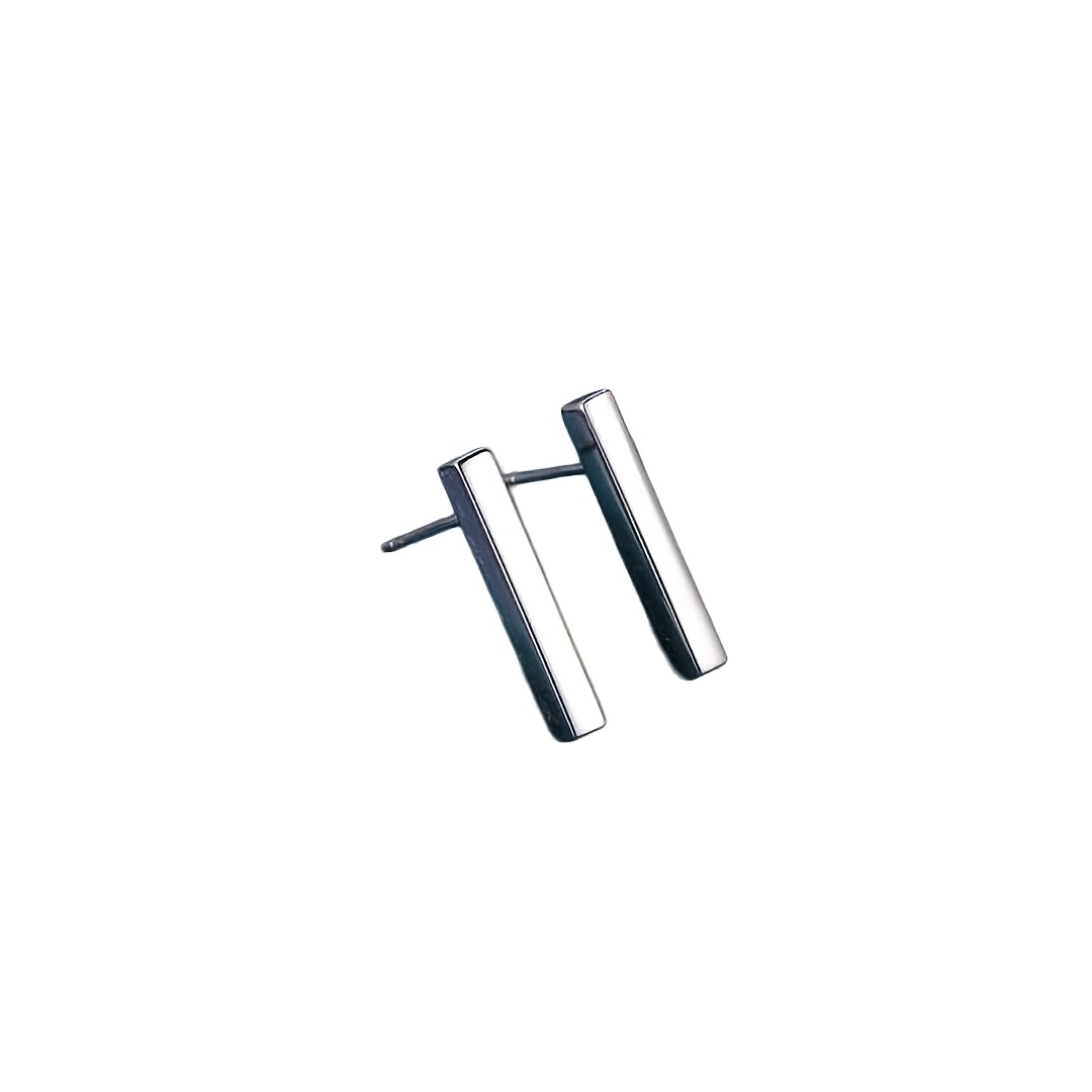 TEMU Minimalist Silvery Long Bar Studs Geometric Straight Ear Additions Daily Commute Anti Allergic Studs