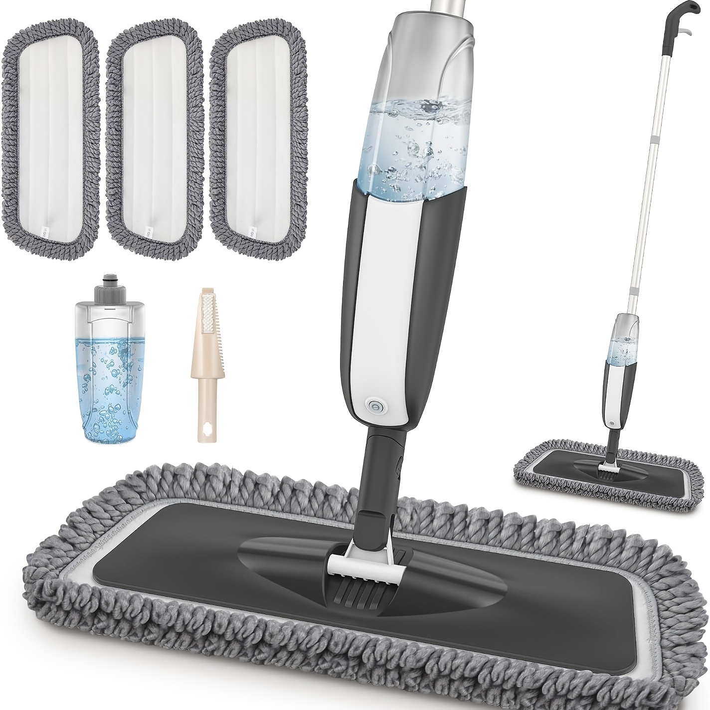 Image of Spray Mop For Floor Cleaning With 3 Microfiber Replacement Pads And Refillable Water Bottle, Wet Dry Flat Spray Floor Mop, Lightweight Dust Cleaning Mop For Hardwood Tile Laminate Floors Home Kitchen
