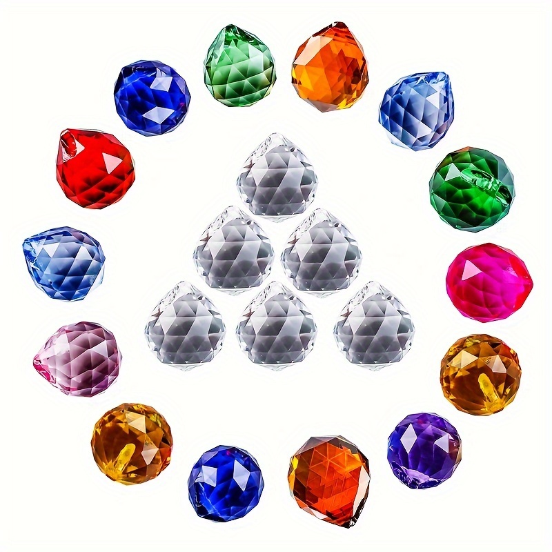 

20 Pièces Boule De Cristal Boule En Verre Colorée Décoration Pour La Maison Pendentif, Habillage De Vacances Pour Le Salon Chambre À Coucher, Décoration D'arbre Pendentif Pour La Maison