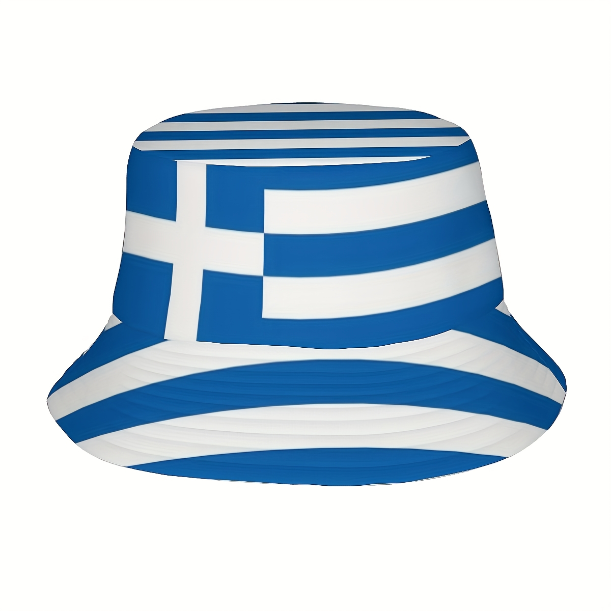 TEMU () 1pc Greek Flag Unisex One-piece Full Fashion Bucket Hat, Suitable For Outdoor , Birthday Gift, Party Gift, Christmas Gift, Back To Gift