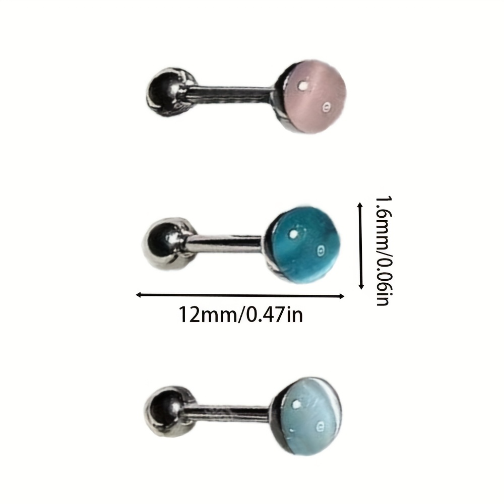 TEMU 3pcs/set Unisex Elegant Cat Eye Drop Tongue Stud Body Piercing Jewelry Niche Tongue Decoration Tongue Ring