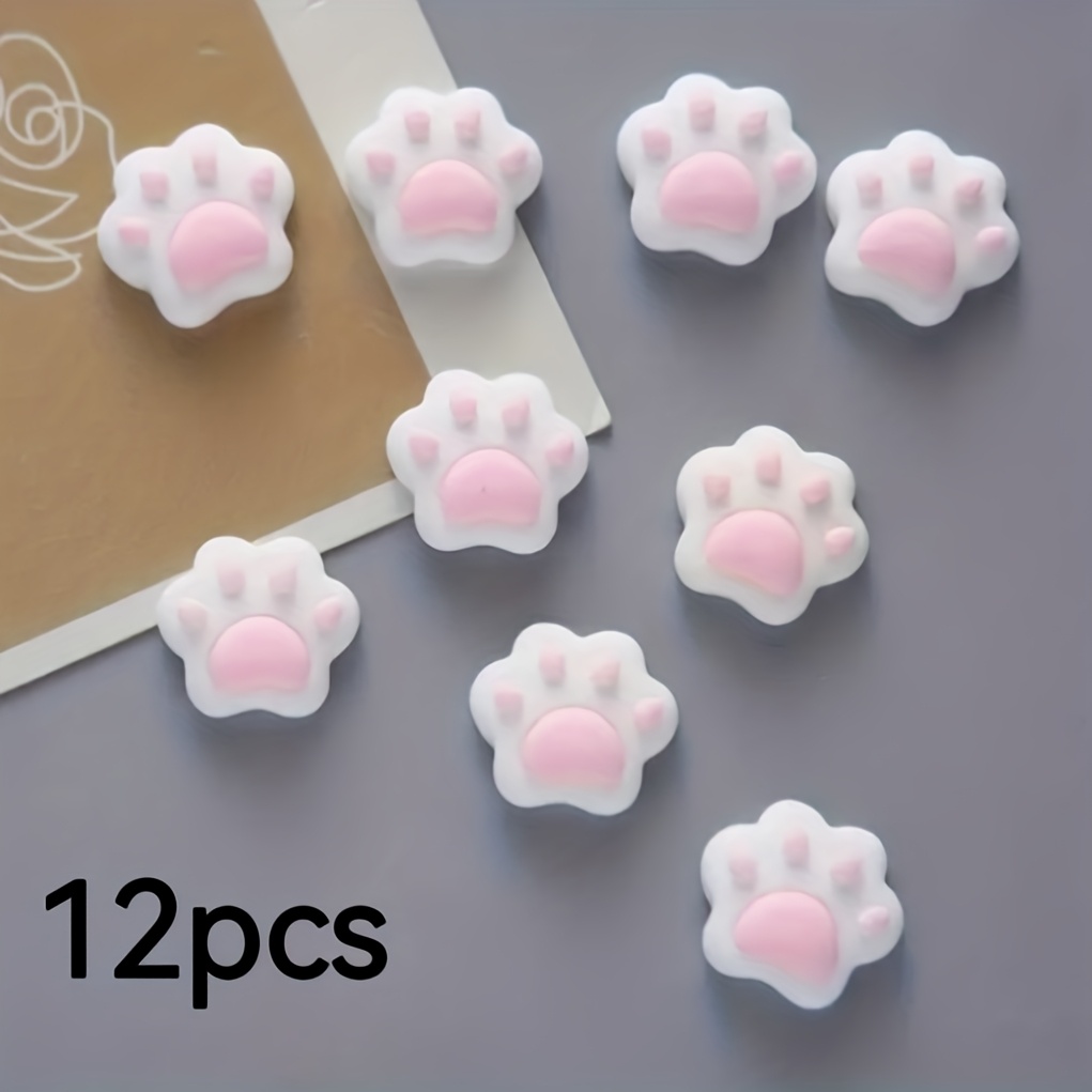 E-shop 12 Stück Niedliche Katzenpfoten Kühlschrankmagnet-Set, Cartoon-Dekoraufkleber – Ideal für Küche, Whiteboard, Aufbewahrungsschrank Geschirrspüler