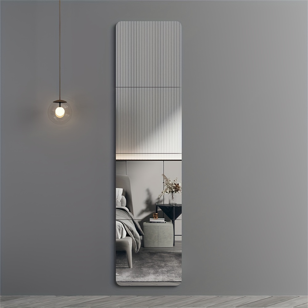 4pcs acrylic mirror wall stickers with rounded corners diy tile   on full length mirrors for bedroom home gym dressing   floor length mirrors for dorm splicing   details 4