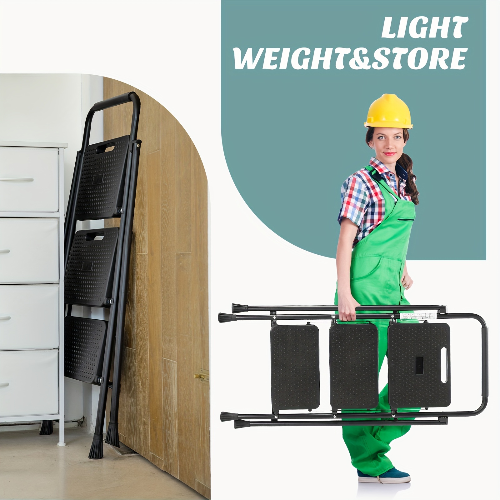 Heavy Duty Folding Step Ladder with Wide Anti-Slip Steps & Shelves - Portable Steel Step Stool Suitable for,, - Lightweight Sturdy 2/3-Step Ladder, Ideal for,,, Festival Gifts, Space-Saving, Storage 8 Heavy Duty Folding Step Ladder with Wide Anti-Slip Steps & Shelves - Portable Steel Step Stool Suitable for,, - Lightweight Sturdy 2/3-Step Ladder, Ideal for,,, Festival Gifts, Space-Saving, Storage - Image 8