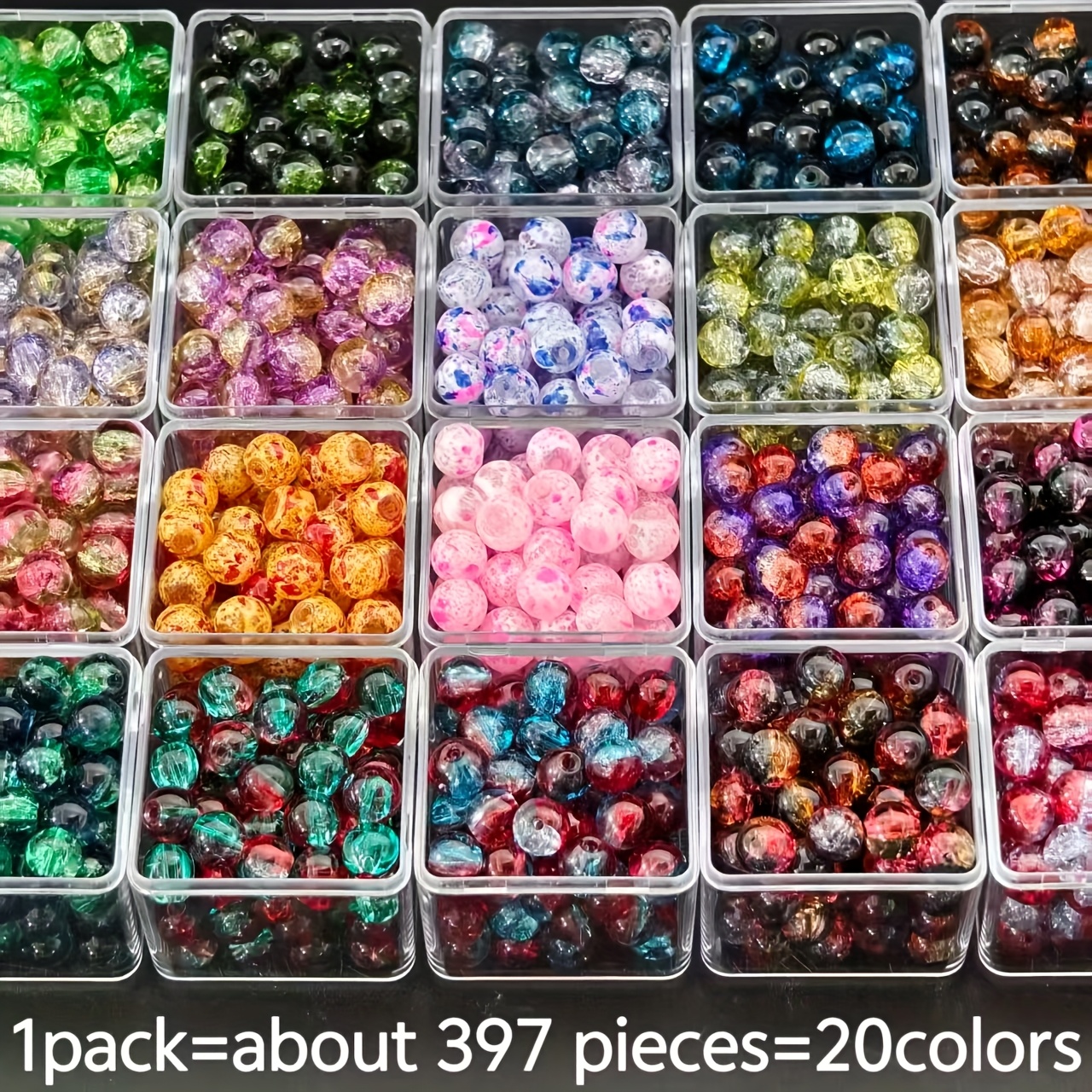 Image of 397pcs 20 Colors 8mm Bohemian Style - Dual-tone Iridescent Glass Bead Set. Handmade Bracelet Necklace Making Tool Kit - Beach Travel Waterproof Beads And Jewelry Craft Materials Gift
