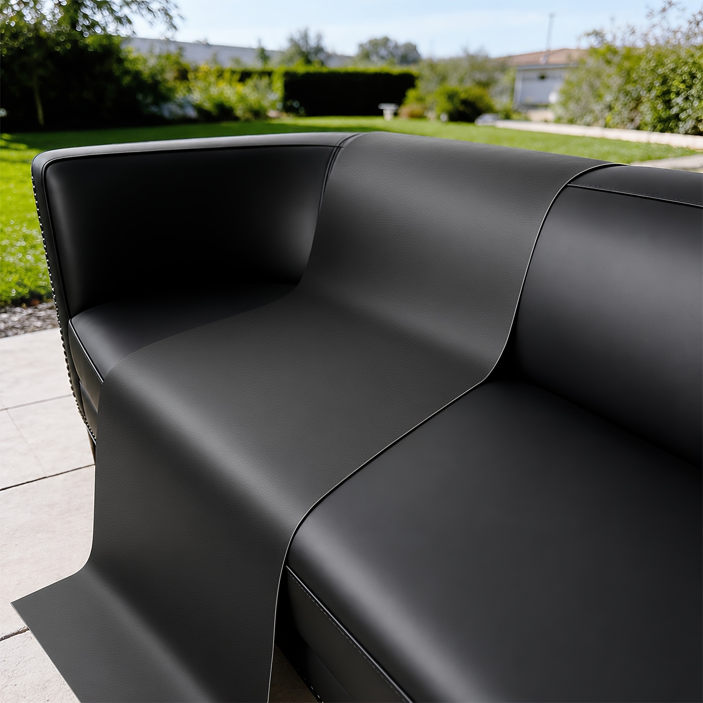TEMU Rouleau de cuir auto-adhésif grain litchi premium découpe libre application facile pour réparation de meubles canapé siège décoration murale
