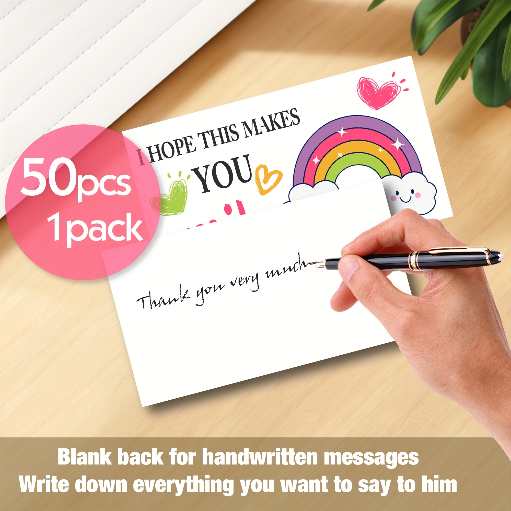 50 pack cute face thank cards rainbow clouds design Temu Australia