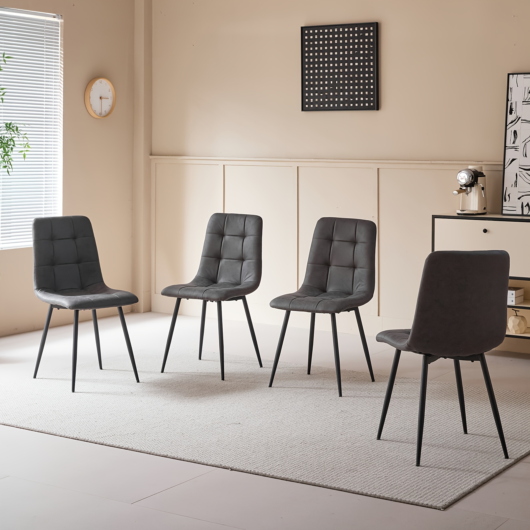 Image of Egoonm Set Of 4 Faux Leather Dining Chairs With Metal Feet, Chairs For Dining Room, Living Room, Bedroom
