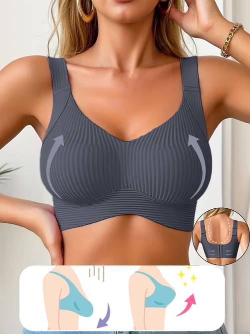 1pc womens plus size push up bra with breathable fabric adjustable thin straps wireless seamless and removable padding sports bra with gathering and chest support breathable quick dry fabric in multiple colors provides firm lif