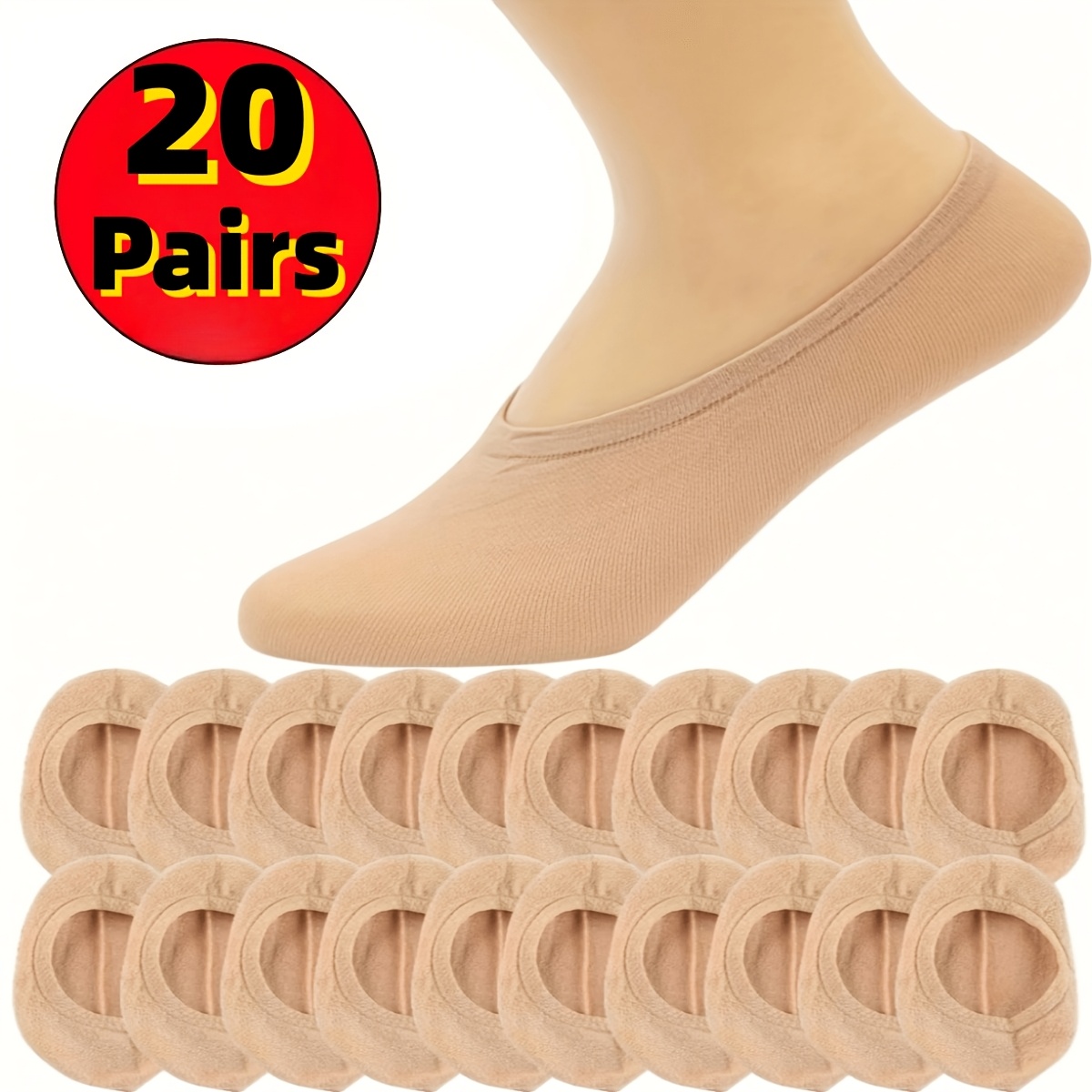 TEMU 20 Pairs Hkdq Unisex Disposable Invisible Socks Suitable For &, Soft Breathable Elastic Boat & Liner Socks, Candy-colored For Daily Wear, Gym,