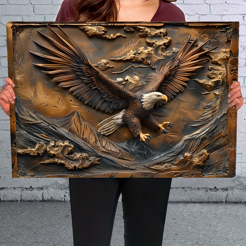 

1pc Wooden Framed Canvas Painting Eagle Inspirational Paintings Wall Art Prints For Home Decoration, Living Room & Bedroom, Festival Party Decor, Gifts, Ready To Hang