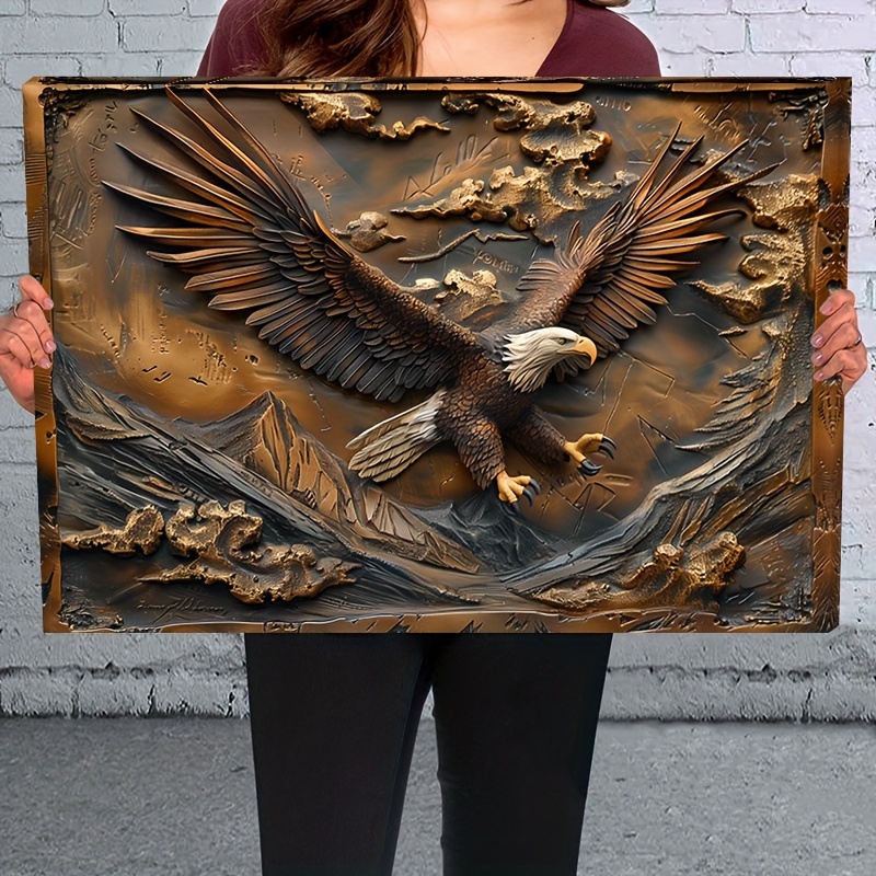 

1pc 2d Wooden Framed Canvas Painting Eagle Inspirational Paintings Wall Art Prints For Home Decoration, Living Room & Bedroom, Festival Party Decor, Gifts, Ready To Hang