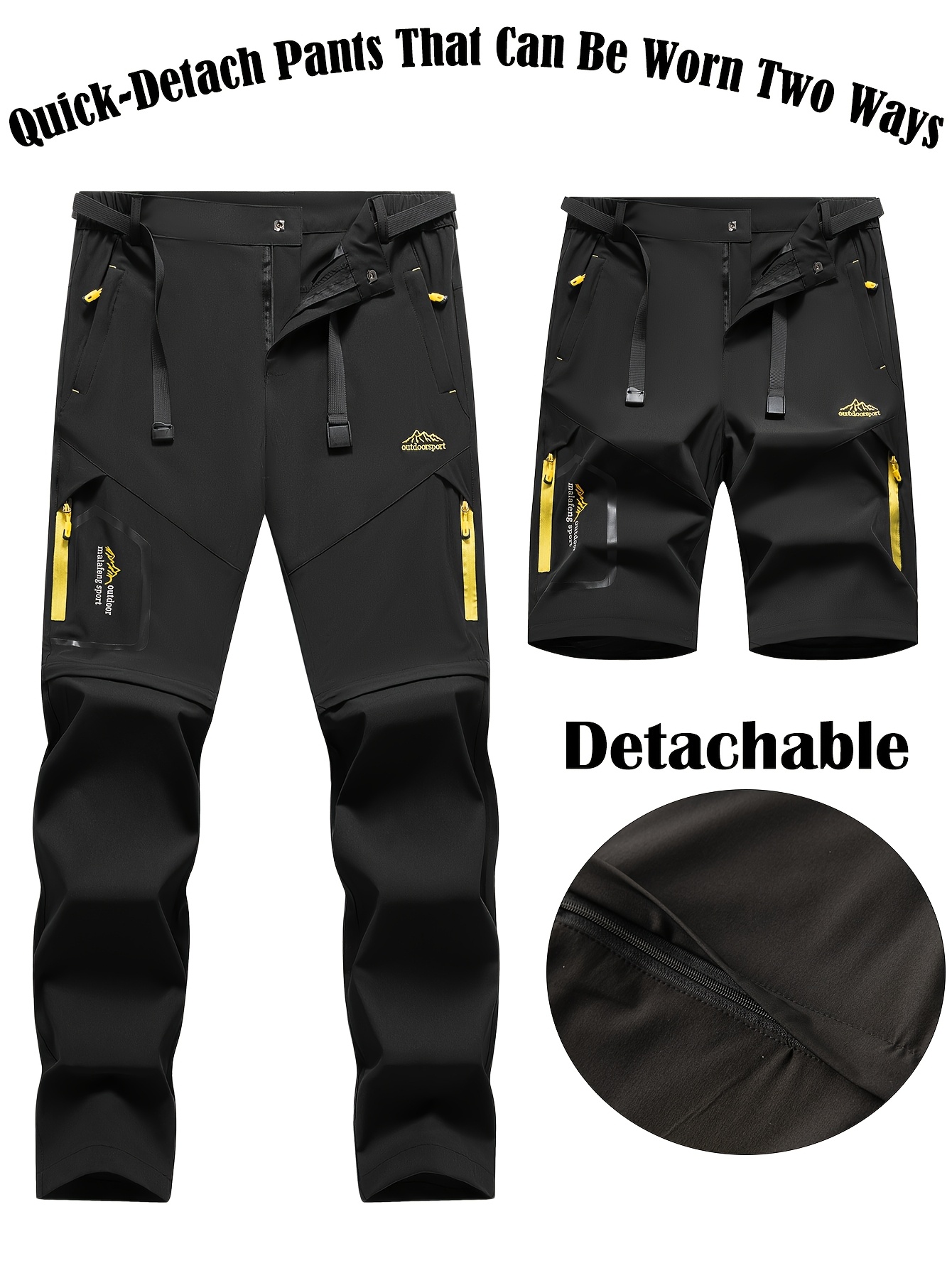 imagen del artículo pantalones cargo casuales desmontables y modernos para hombre,  