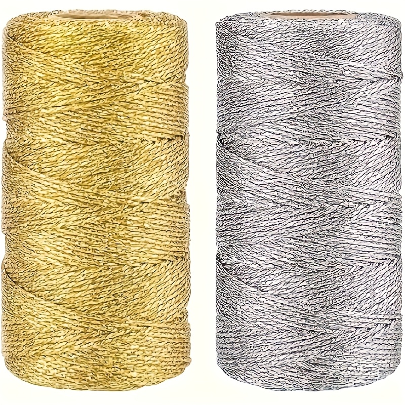 TEMU 2 Rolls Mixed Golden And Silvery Metallic Craft Ropes. Each Roll 3937.01 Inches, Handmade, Gift Packaging, Wedding Decoration, Hand Knitting