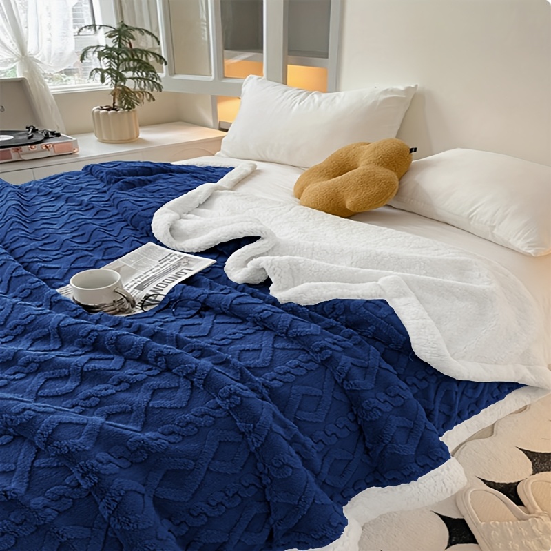 Throw Blanket - Fluffy Soft Cosy Winter Blankets, Thick Warm Throws for Sofa Bed Office Travel Christmas Gift White, Beige, Light Grey, Light Blue, Dark Grey & Dark Blue