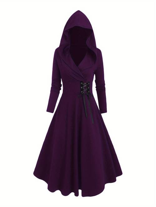 targeted development hooded grommet tie long sleeve dress