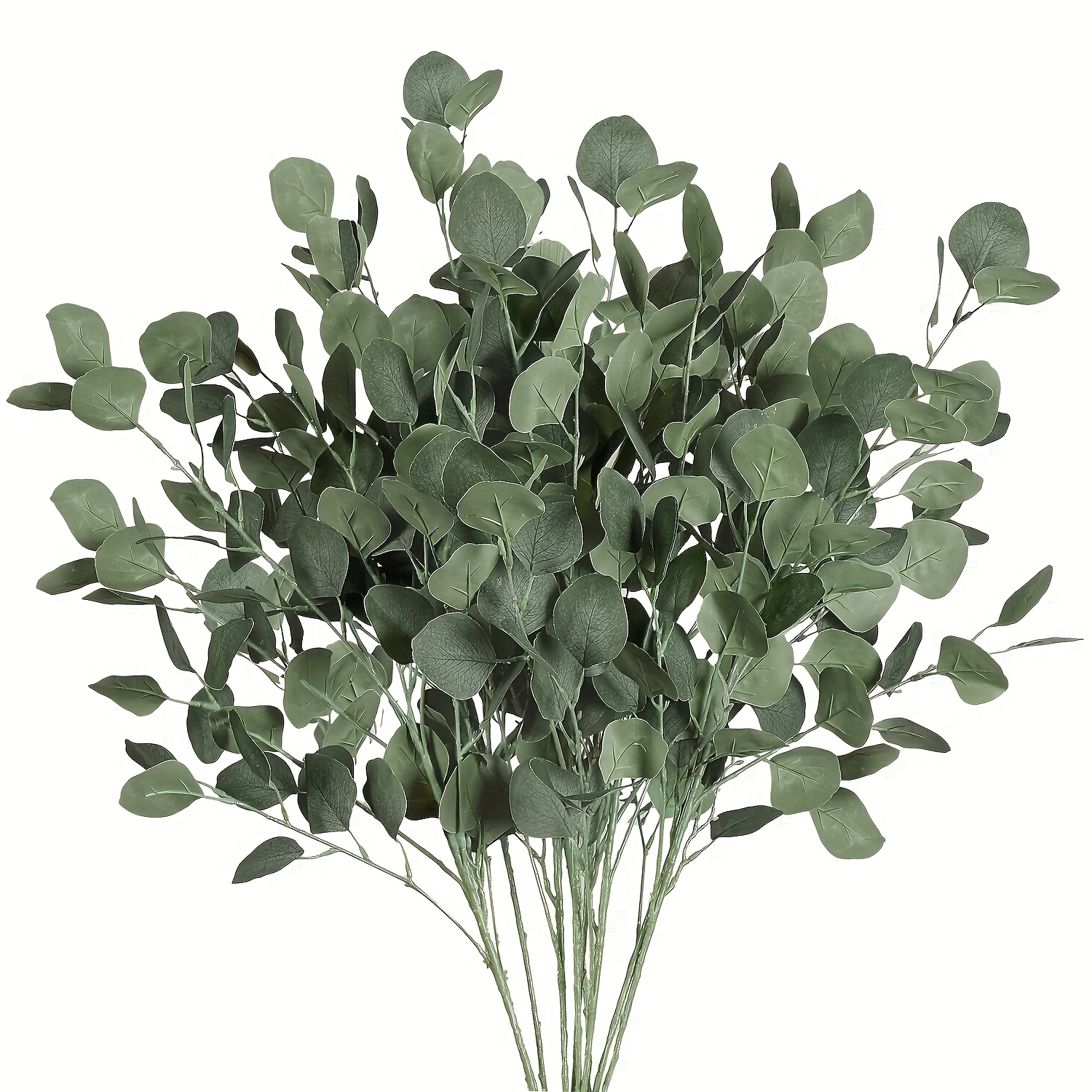 

6pcs Eucalyptus Leaves Artificial Eucalyptus Stems Long Silver Dollar Leaves Leaf Branches Fake Silk Eucalyptus For Spring Festival Thanksgiving (green)