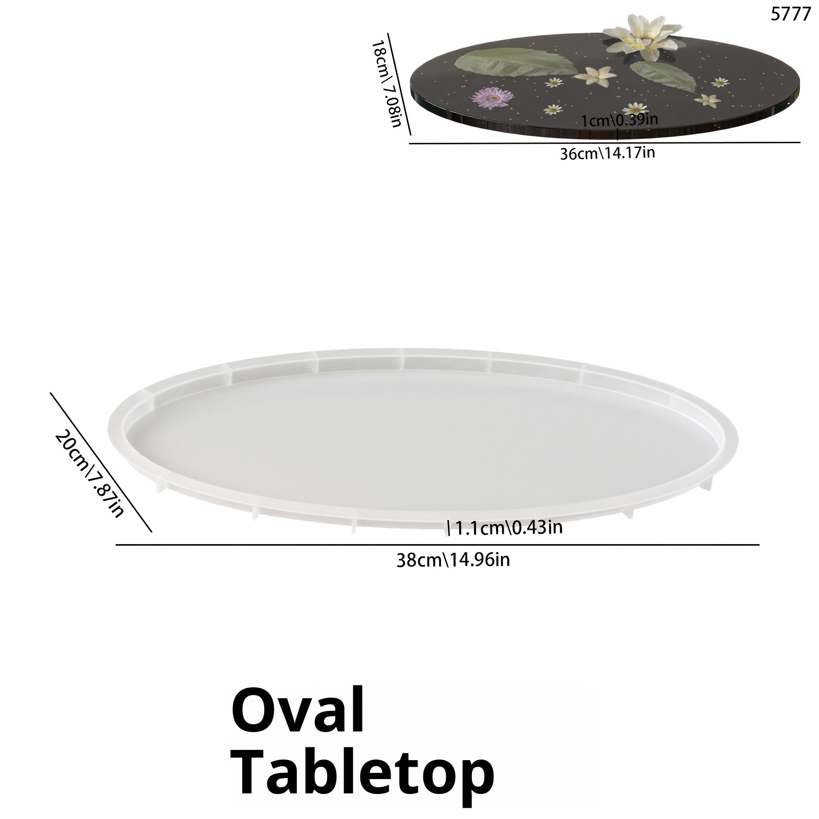 TEMU Moule en silicone pour résine époxy, moule à plateau, moule de décoration intérieure pour dessous de verre, moule en silicone ovale pour