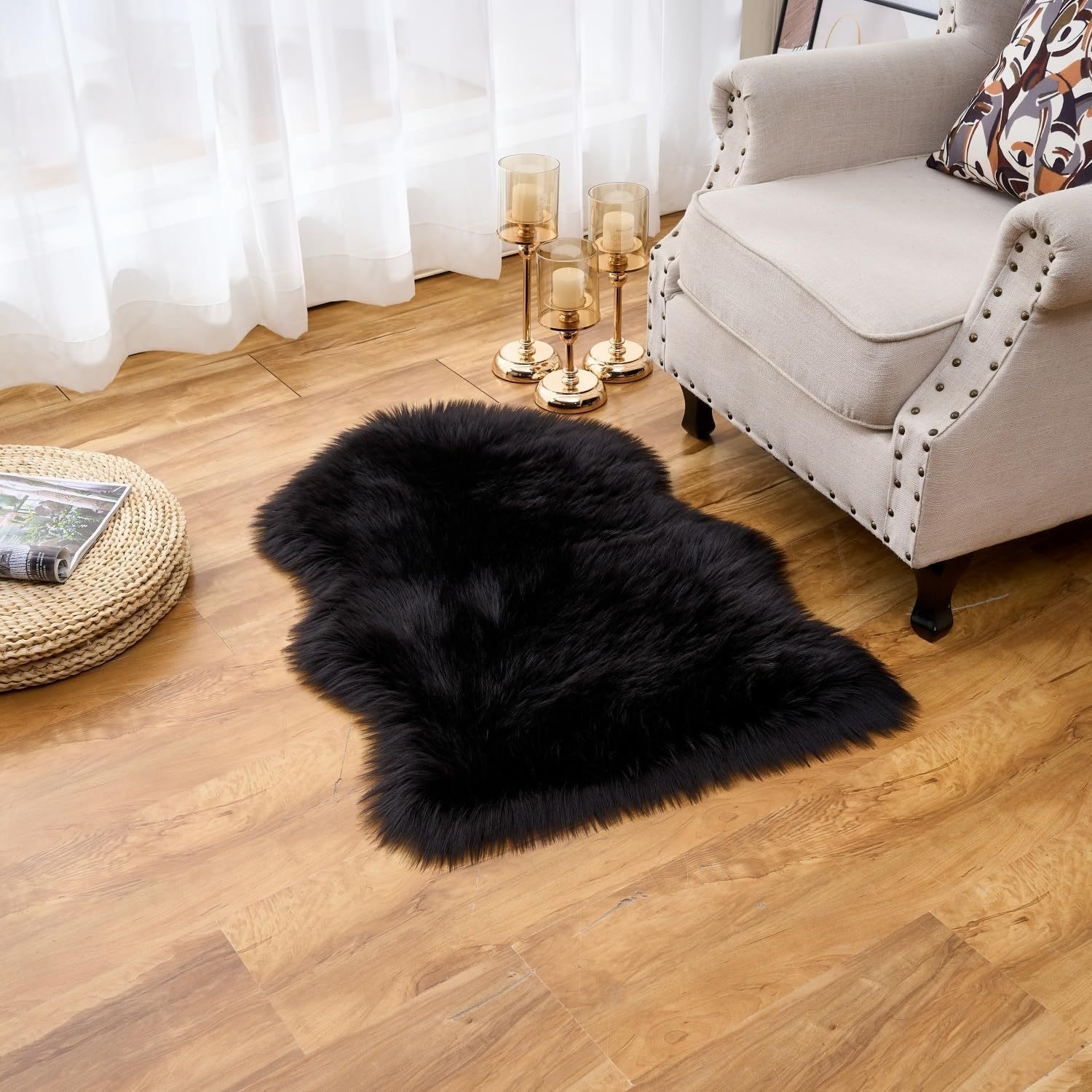 TEMU Super Soft And Fluffy Rug, Rug, Plush Area Rug For Chair Covers And Seat Cushions, Suitable For Bedroom Floors, Sofas, And Living Rooms, Black