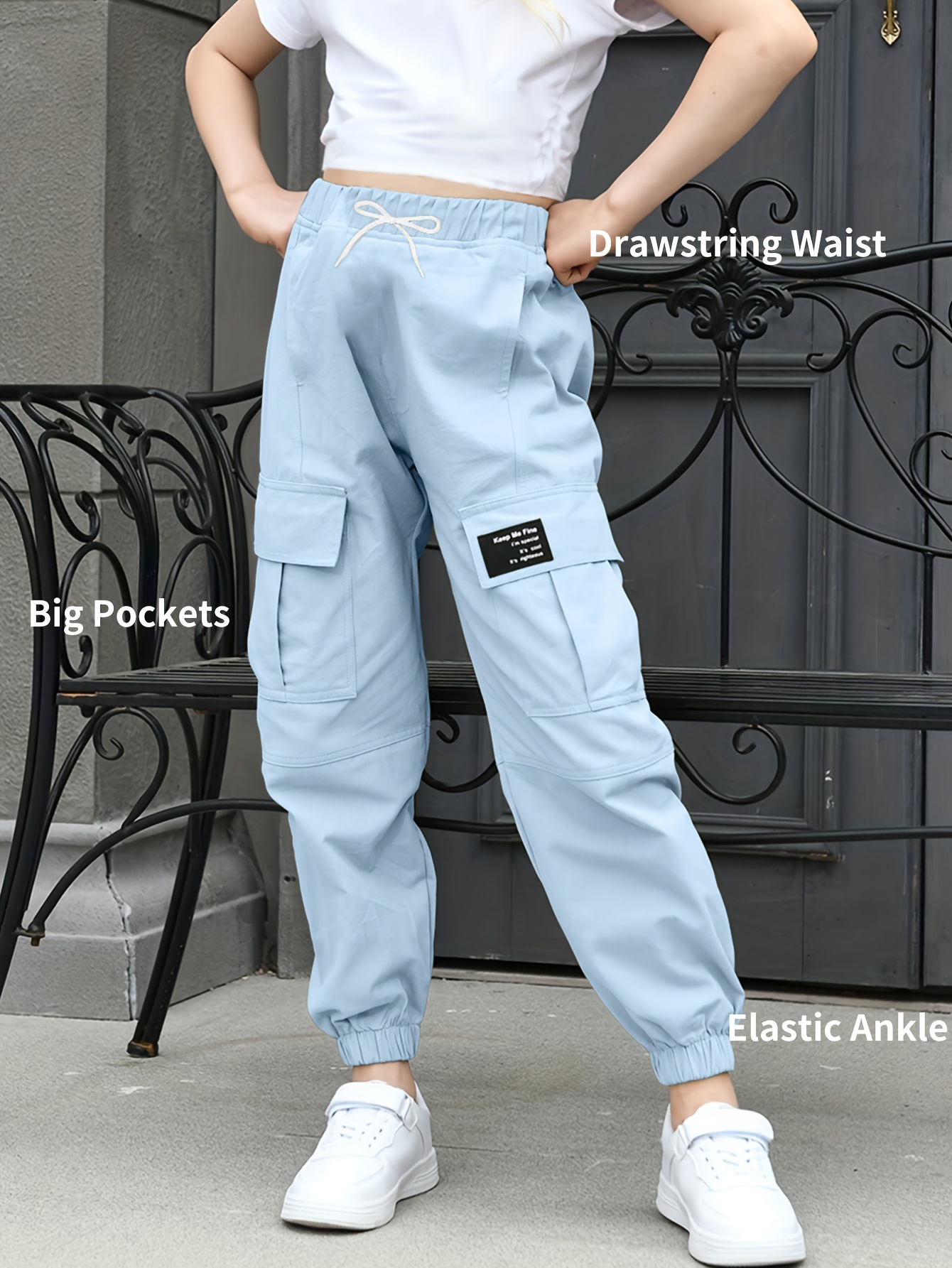 Pantalons Cargo Pour Filles Tout-Petits 2025 Vêtements D'Entraînement Filles Décontractés Taille Haute Filles 2T Cordon Coupe Ample Poches Vêtements Enfants Filles Pantalons Cargo Mode Urbaine