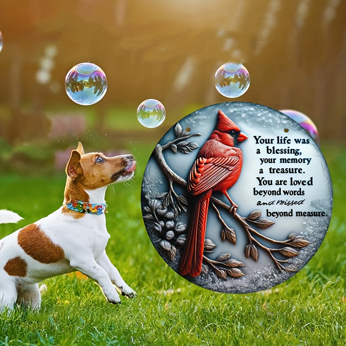 Boho-chic Round Resin Pet Memorial Plaque For Dogs & Cats - 6.3