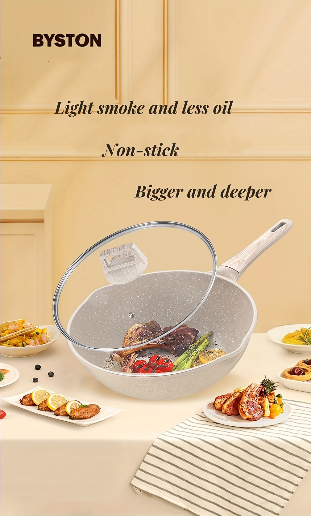   non stick frying pan with lid suitable for gas and   details 0