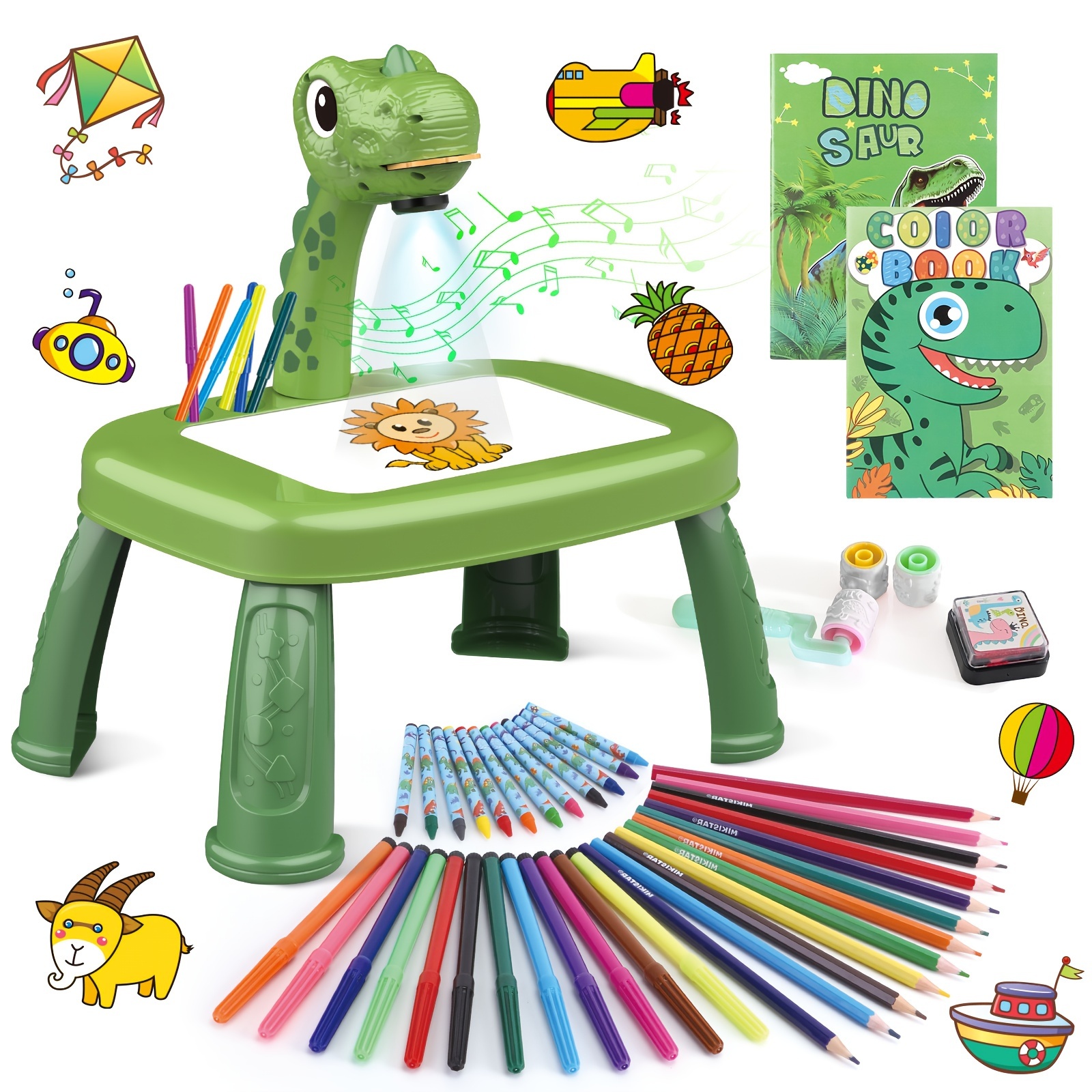 

' Drawing Projector Set , Pens, , & Stickers - Educational Toy For Boys & 3+