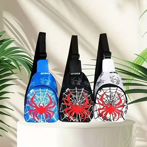 spider full print backpack kids crossbody mini coin accessory bag new lightweight kindergarten baby shoulder chest bag waist bag
