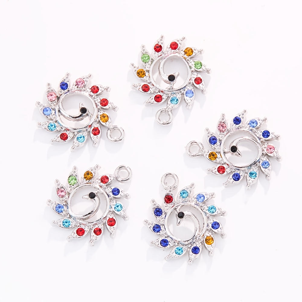 E-shop 8 Stk./Tropfen Öl Bunte Pfau Girlande Anhänger Zinklegierung Charme Pfau Form Emaille Anhänger Halskette, Armband, Ohrringe, Haarverzierungen