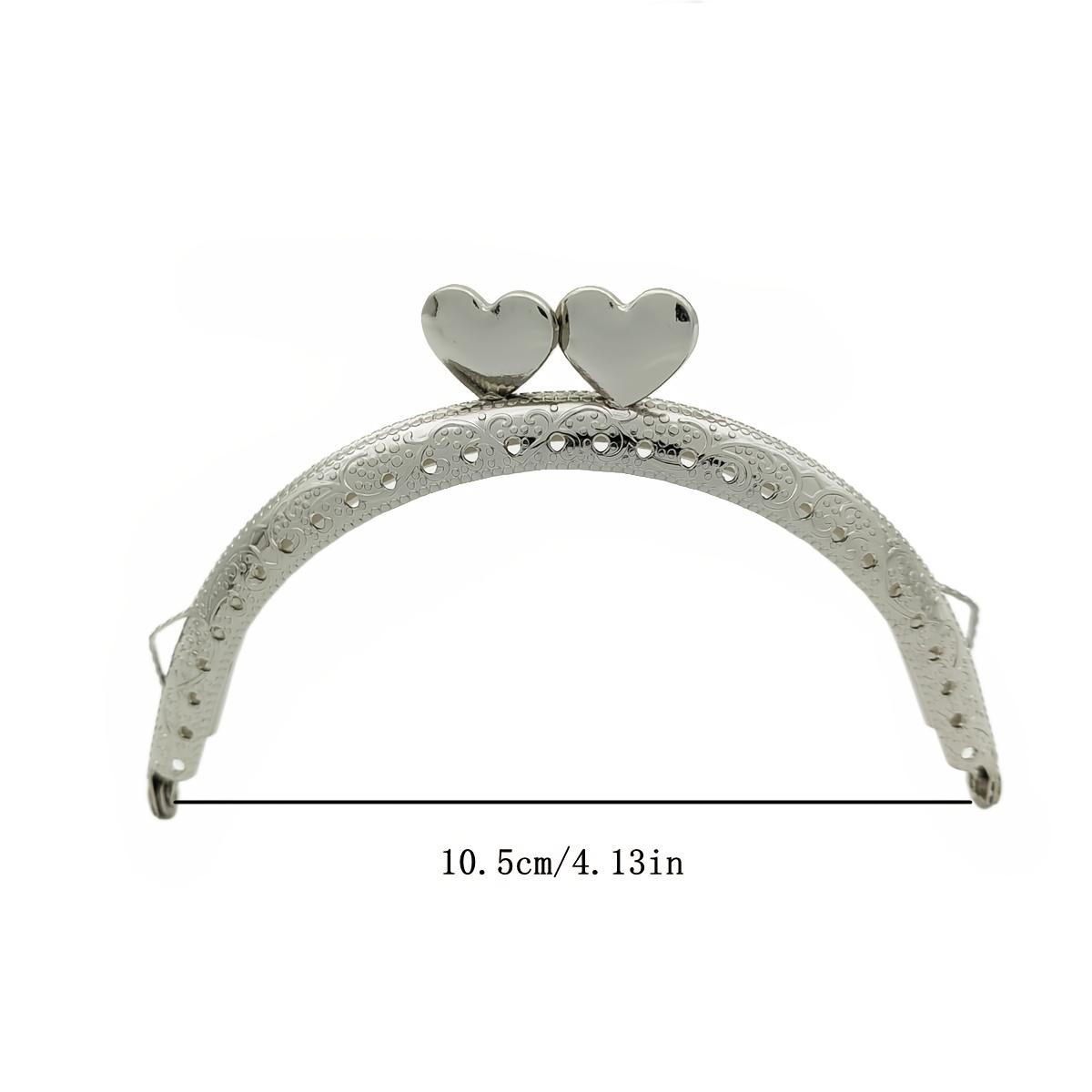TEMU Cadre en métal de cœur argenté semi-circulaire de 8,5 cm/10,5 cm/12,5 cm pour sac à main, fabrication de portefeuilles, fabrication de