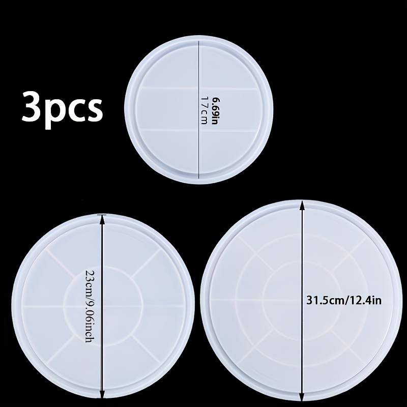 TEMU Resin Silicone Mold Set Of 3 Silicone Molds In Large, Medium, And Small Sizes For Round Cement Trays. Ideal For Epoxy Resin Trays, Large Gypsum