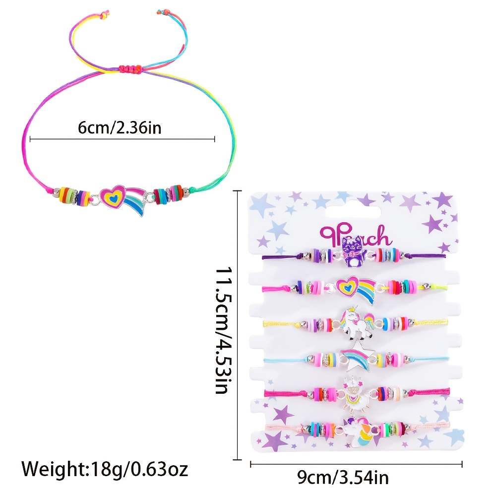 6pcs Adjustable Drawstring Bracelet Set for Girls