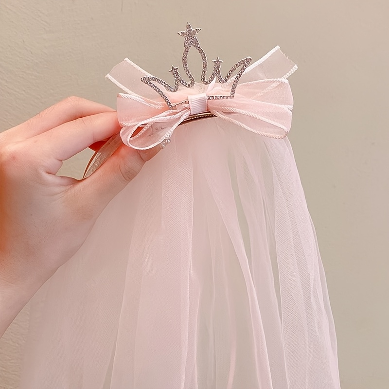 E-shop Prinzessin Gaze Krone Haarnadel Süßer Schleier Haarverzierungen Fee Super Fee Drei-Dimensional Helle Diamant Foto Kopfbedeckung Clip