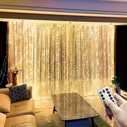 300 led fairy curtains width 3 meters 9 8 feet high 3 meters 9 8 feet usb powered 8 mode string lights with remote control suitable for christmas wedding thanksgiving halloween holiday decorations