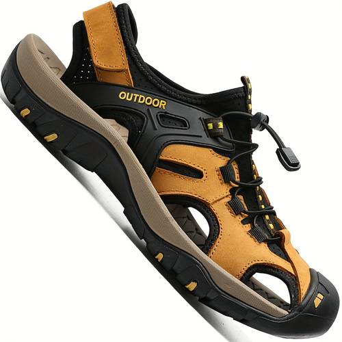 mens premium leather sandals closed toe fisherman style gray summer flip flops hiking shoes with elastic sole and comfortable fabric lining for casual outdoor wear