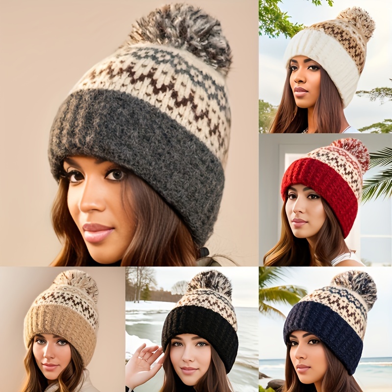 

Women's Fashionable Knit Beanie Hat With Ear Protection, Soft And Breathable, Outdoor Activities