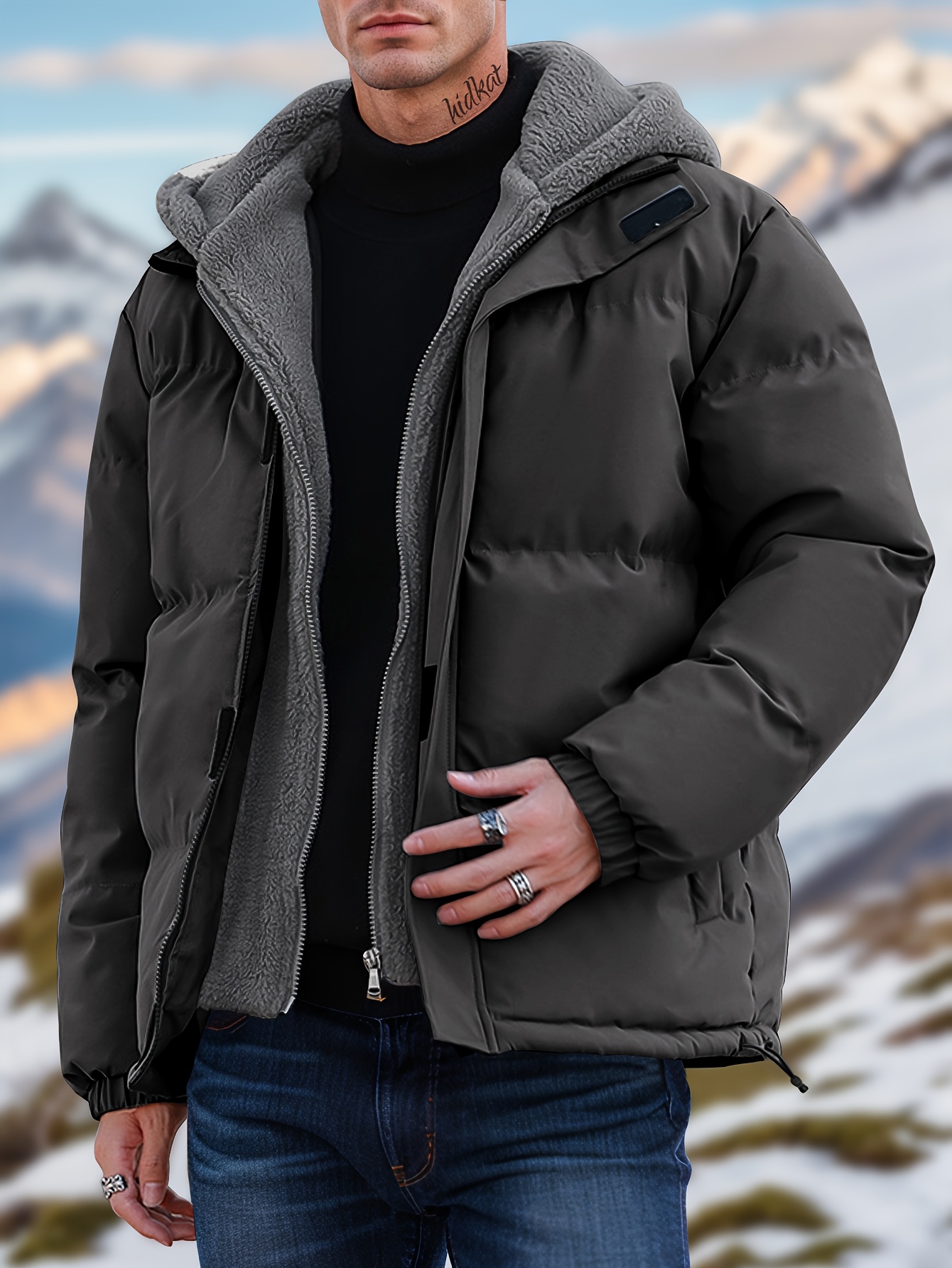 Men's Faux Two-Piece Winter Jacket | Thickened Hooded Overcoat