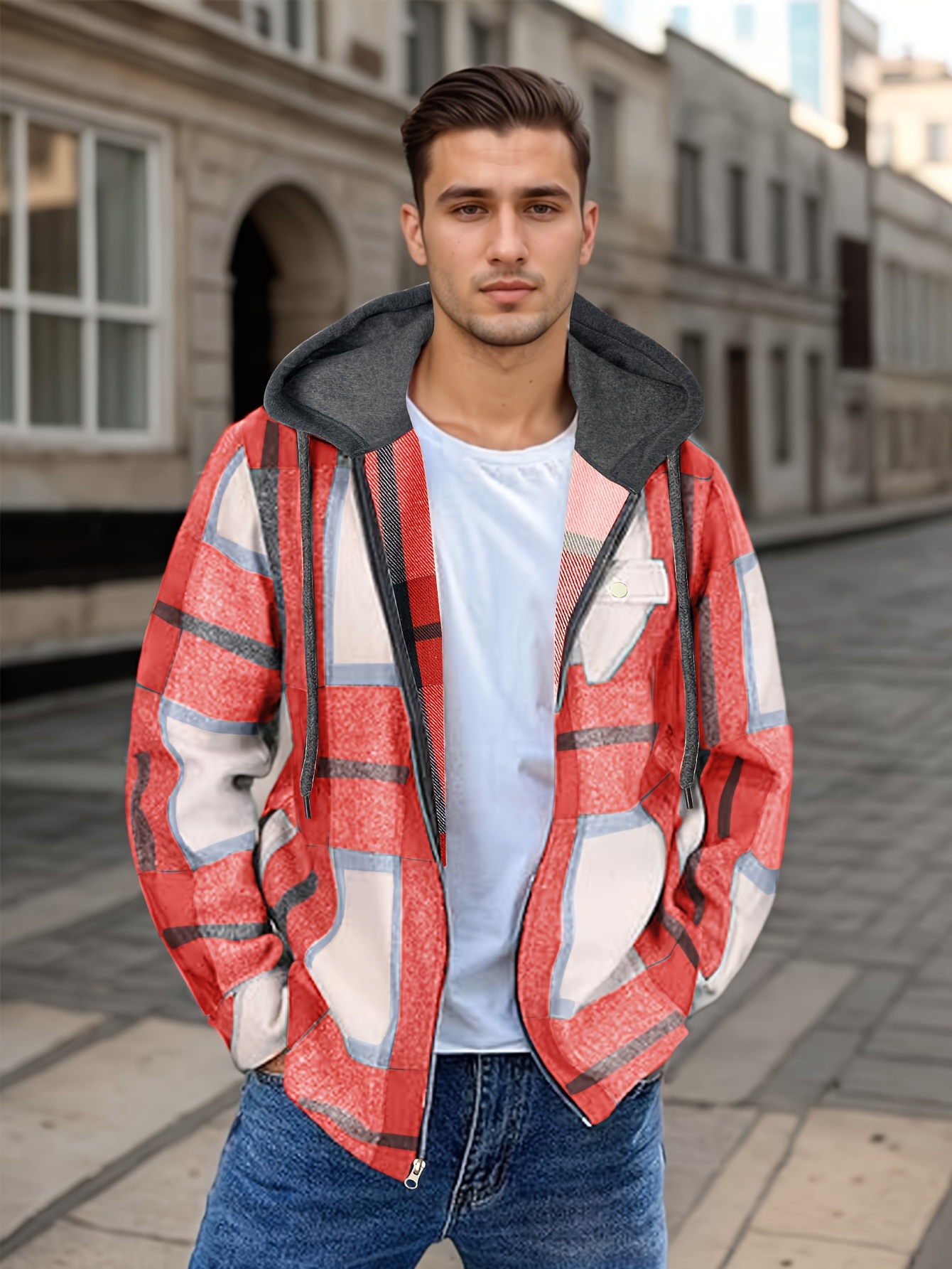 mens flannel jacket sherpa lined shirt jacket zip - Temu South Africa