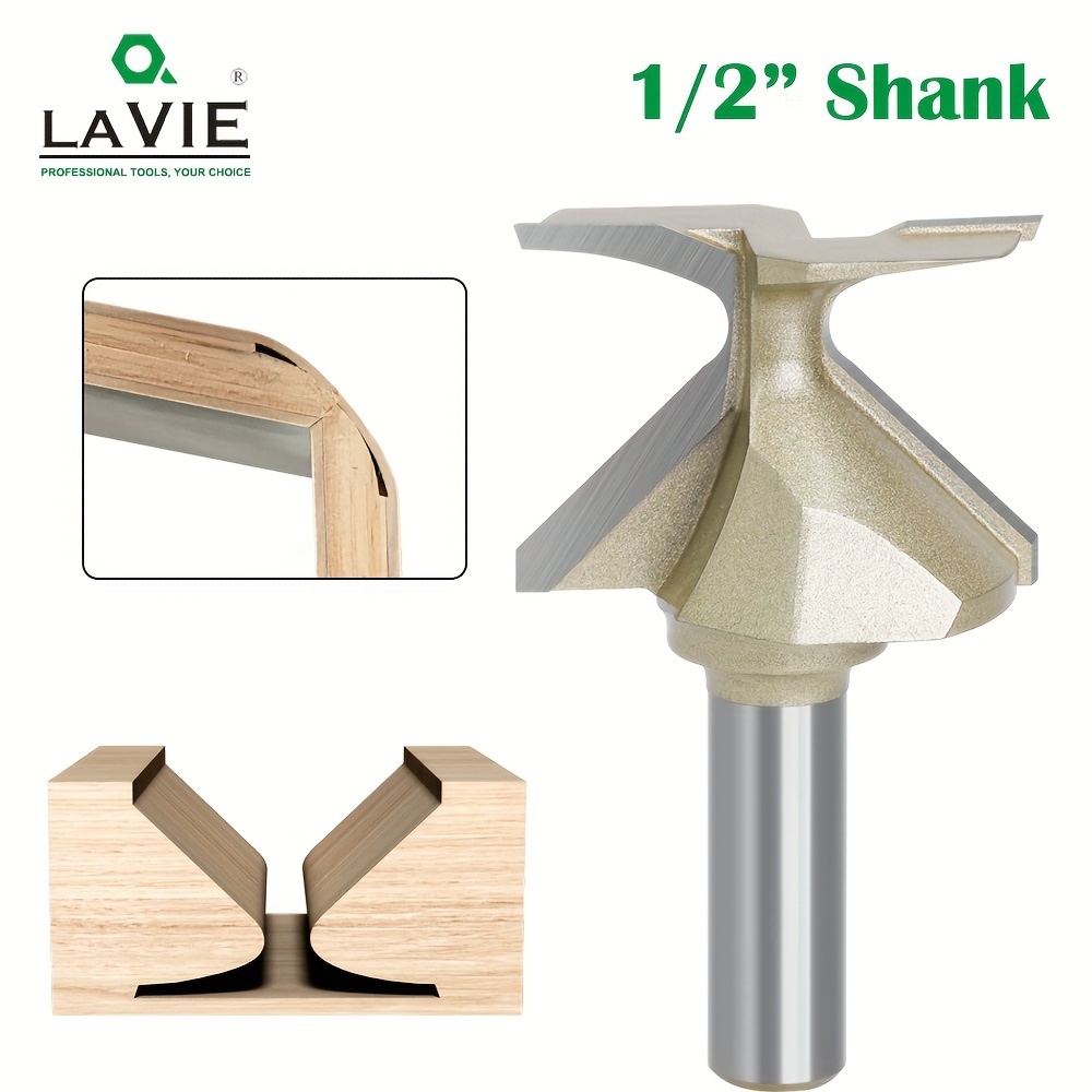 

Lavie 1/2" Shank Router Bit Core Box - 2 Flute Carbide Tipped For Woodworking Angle Milling Cutter Without Electricity - Professional Grade Metal Material