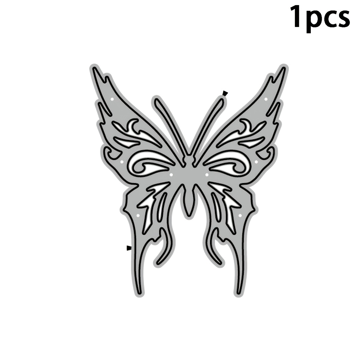 TEMU 1pc Gothic Swirl Metal Die Cut, Intricate Tribal Style Winged Cutting Dies, Ornate Curlicue Insect Motif Template For Vintage Papercraft &