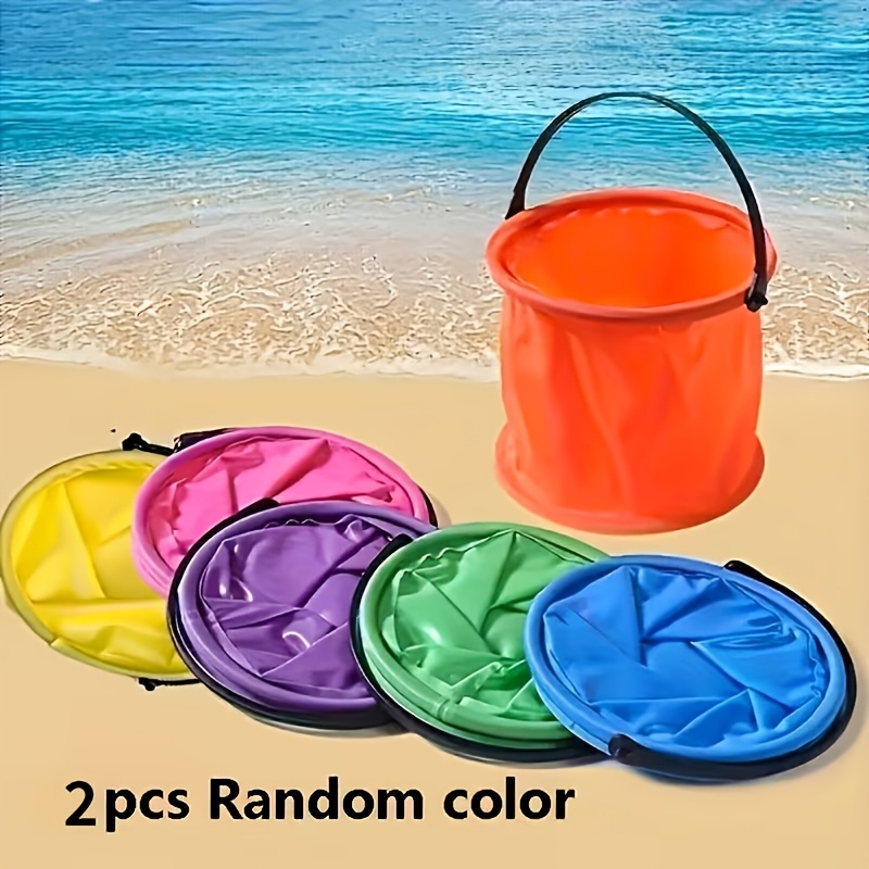 2pcs Foldable Small Water Paint Brush Washing Bucket Watercolor Paint Bucket Fish Net Outdoor Beach Fishing Portable Folding Bucket Random Color