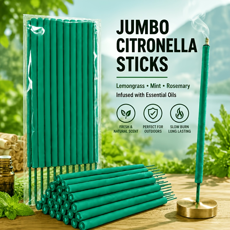 TEMU Pack Of 26 Jumbo Citronella Incense Sticks | 27cm/10.6 Inch. Thicker Design Ensures Extended & Lasting . Perfect For Air Purification In