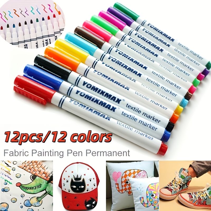 Image of 28/12/8pcs Permanent Fabric Pens, Writing Fabric Pens, Fabric Markers, Washable Colors, Fade Resistant, Diy Drawing Illustrations, Graffiti Shoes, Clothes, T-shirts, Creative Gifts