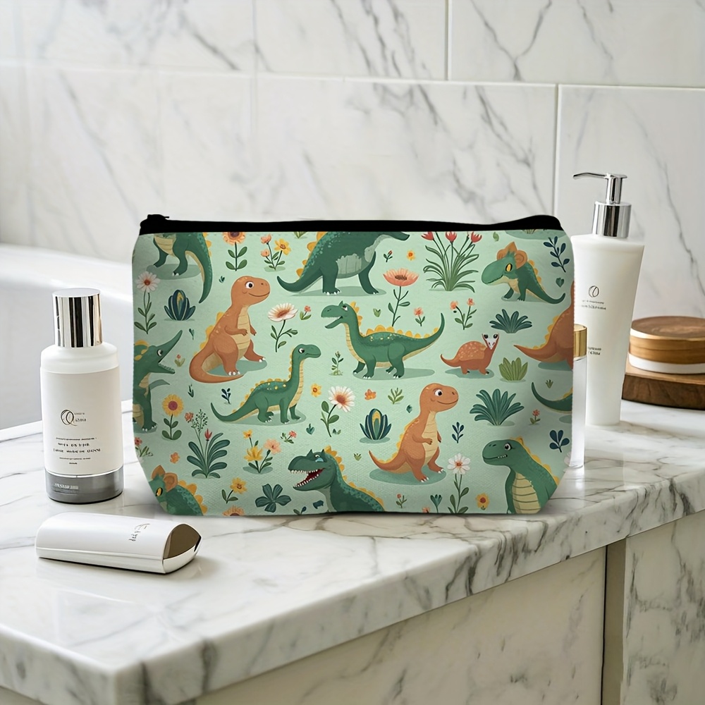 TEMU 1pc, Neceser práctico con diseño de de dinosaurios, Neceser de maquillaje con estampado , Adecuado para negocios y vacaciones, Bolsa con