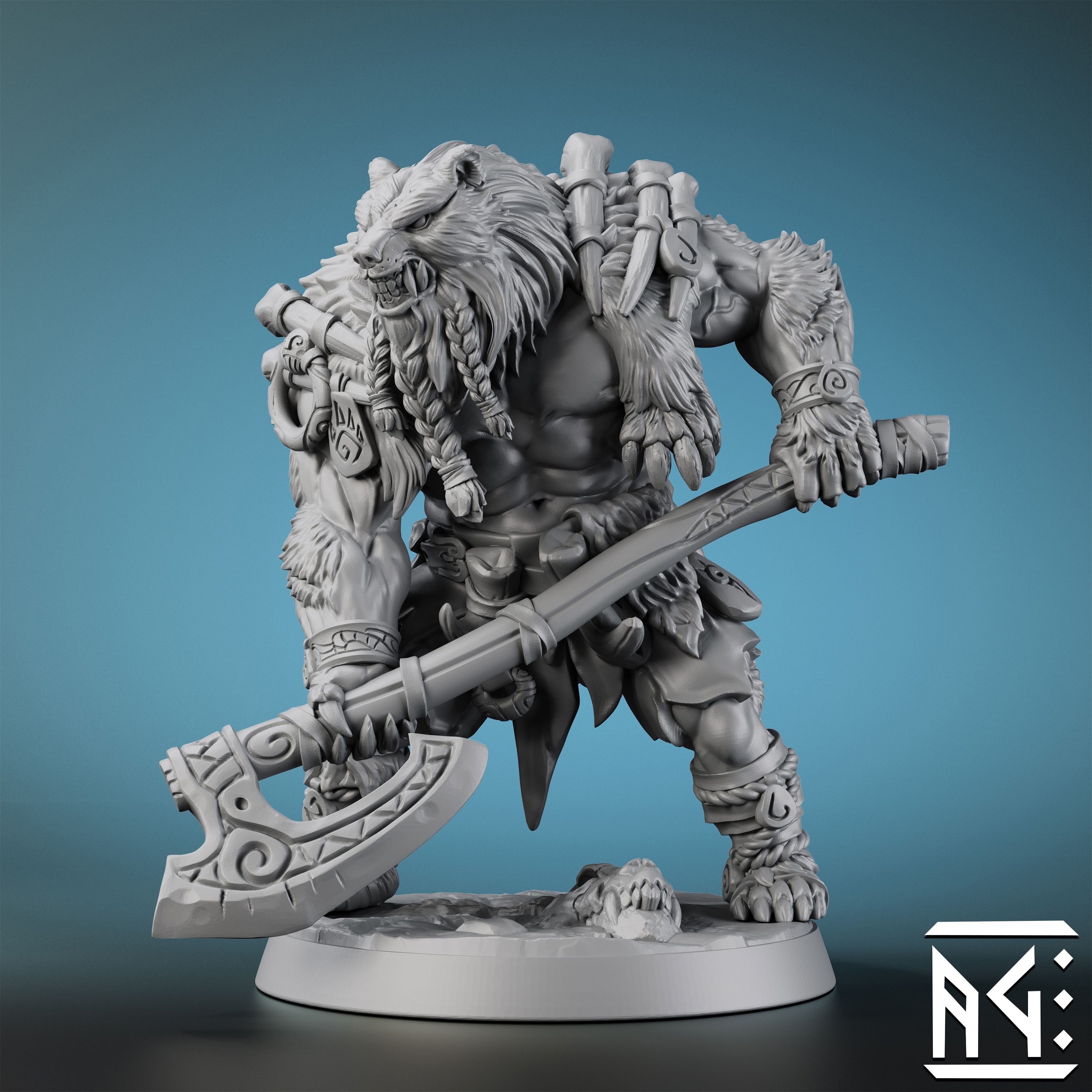Berserker Miniature 30mm Base Unpainted Resin Miniatures For Tabletop Role-playing Games